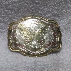 Silver Silver Gold Rose Gold Butterfly Buckle Gold Scroll Edge Flowers Vintage